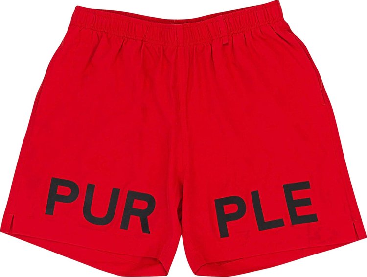 PURPLE BRAND Wordmark All Round Swim Shorts Fiery Red