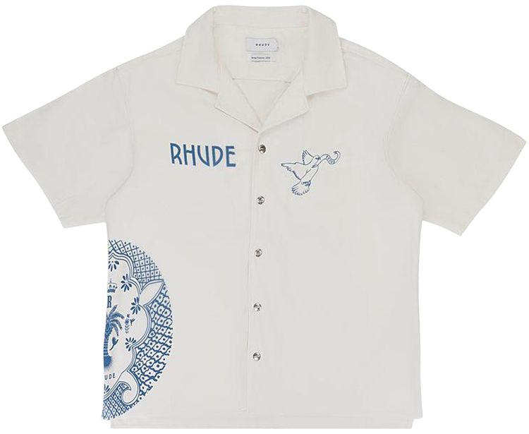 Rhude Short Sleeve Shirt CreamBlue