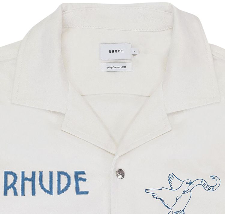Rhude Short Sleeve Shirt CreamBlue