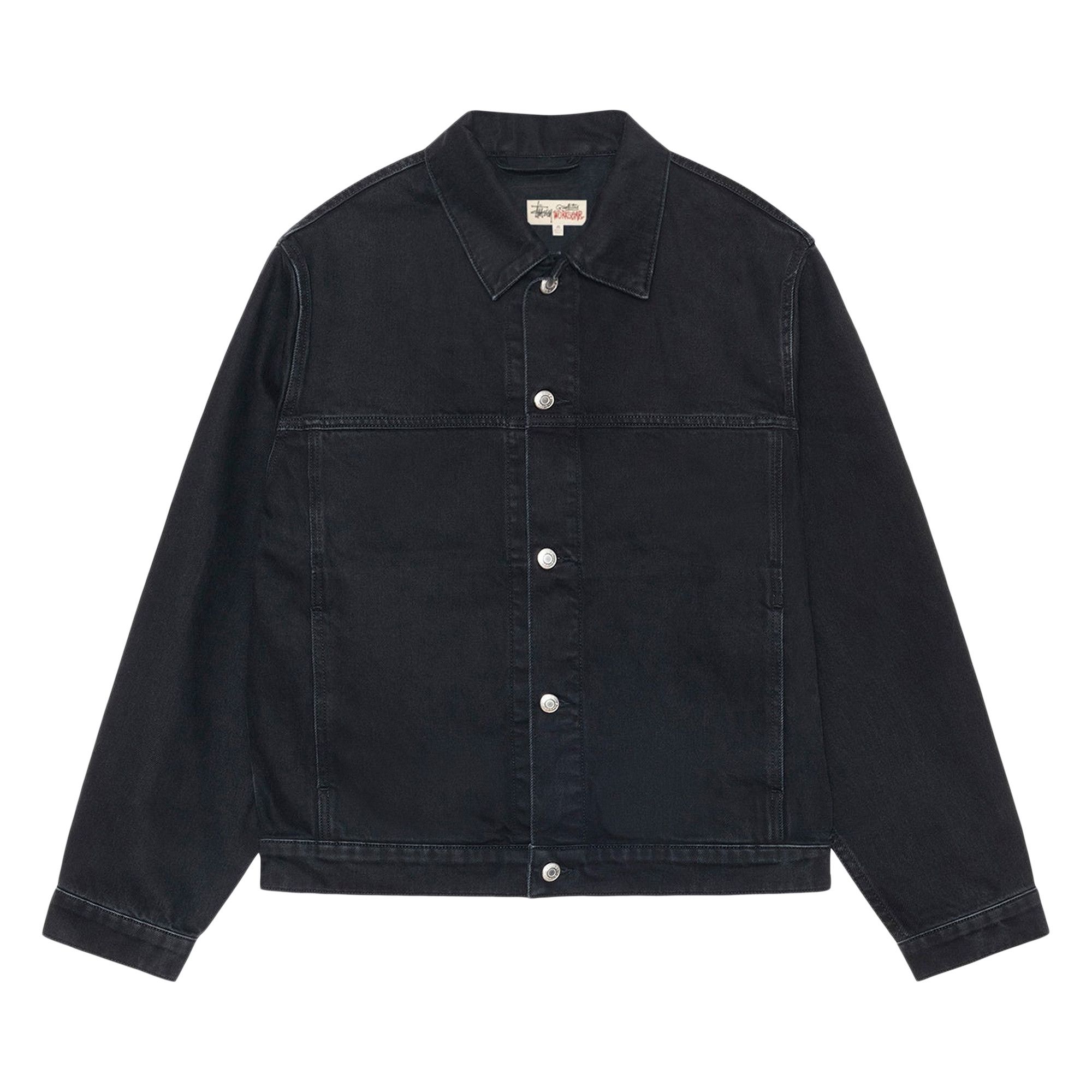 Stüssy ブラック デニムジャケット Stussy Worldwide Zip Work Jacket Denim Black Men's Sz
