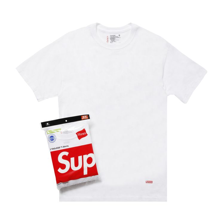 Supreme x Hanes Tagless Tees 3 Pack White