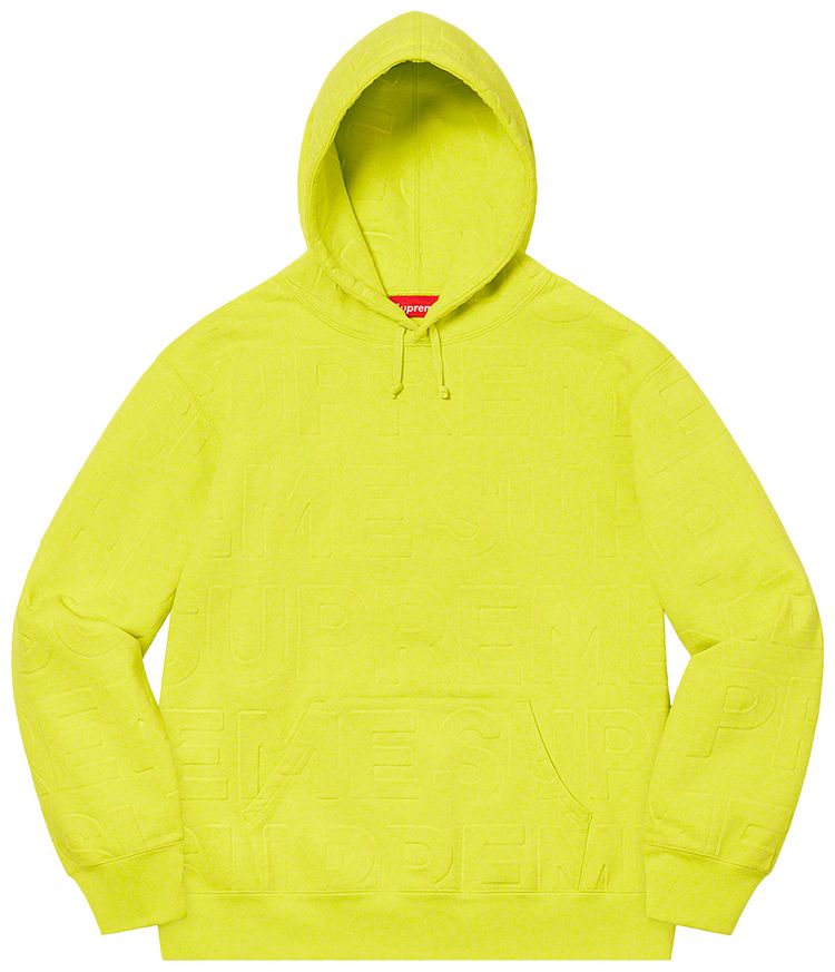 Supreme Embossed Logos Hooded Sweatshirt Acid Green
