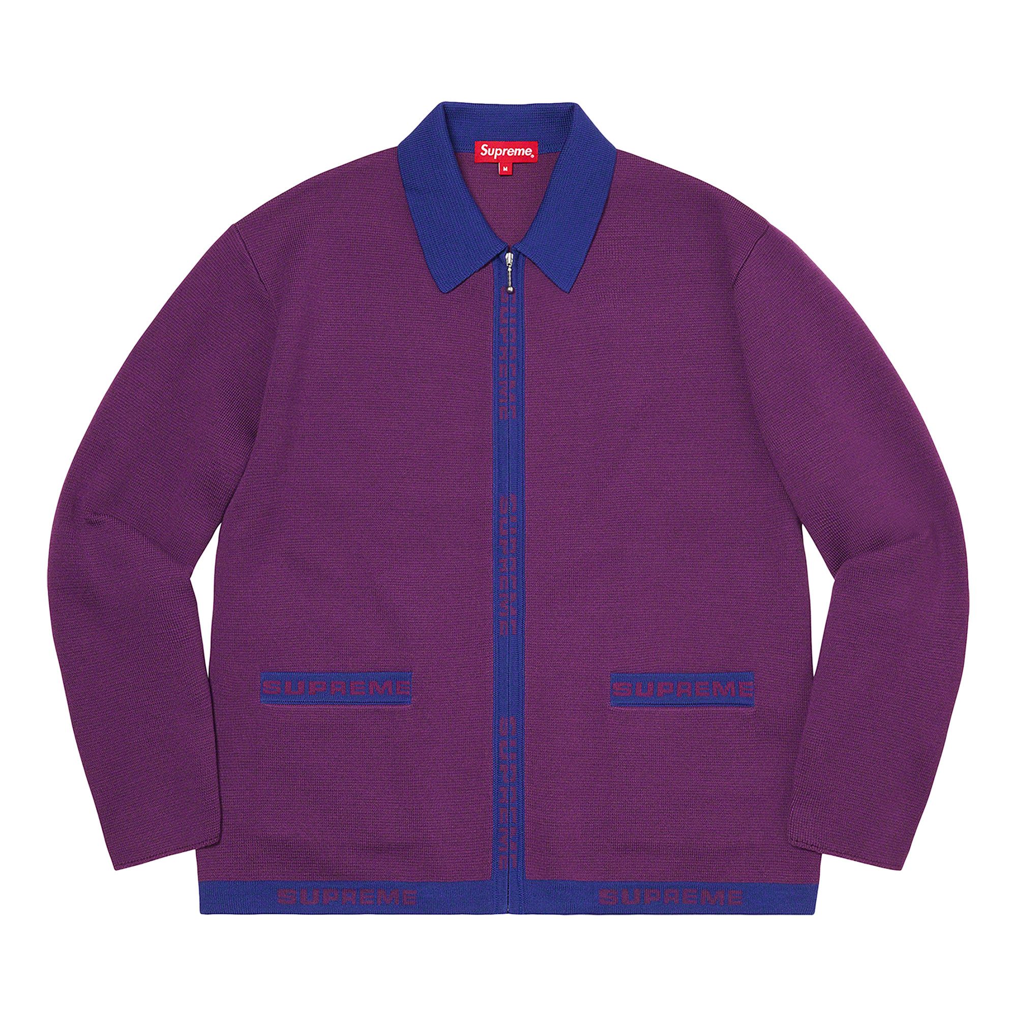 Buy Supreme Logo Trim Zip Up Cardigan 'Purple' - SS21SK12 PURPLE | GOAT