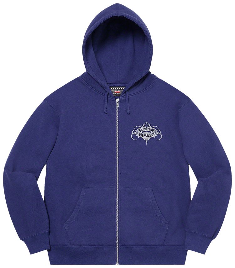 Supreme x Hysteric Glamour Zip Up Hooded Sweatshirt Washed Navy