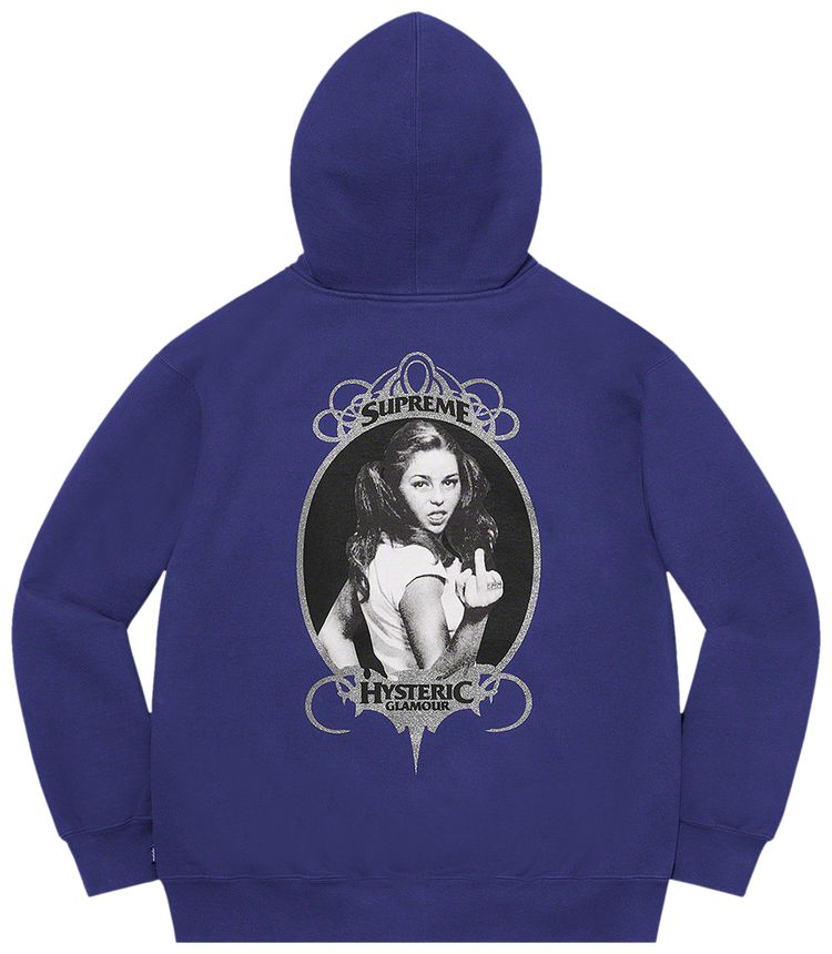 Supreme x Hysteric Glamour Zip Up Hooded Sweatshirt Washed Navy