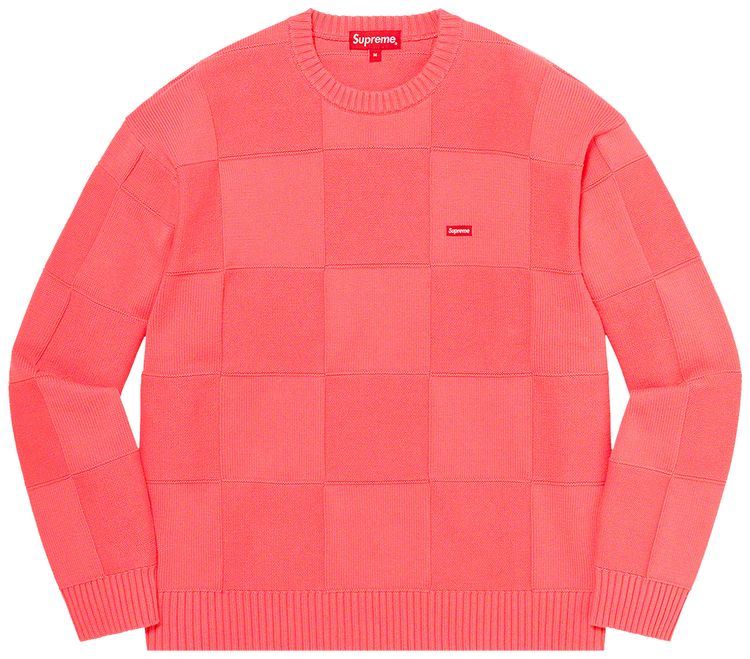 Supreme Tonal Checkerboard Small Box Sweater Coral
