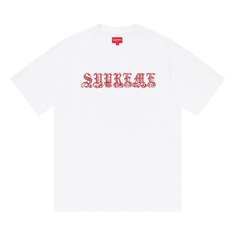 Supreme Old English Rhinestone Short Sleeve Top White