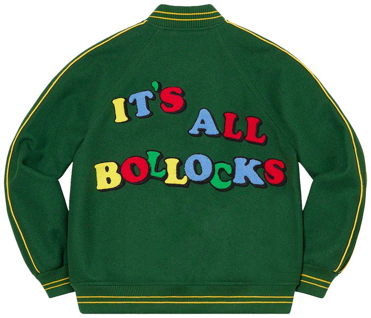 Supreme x Jamie Reid Its All Bollocks Varsity Jacket Dark Green