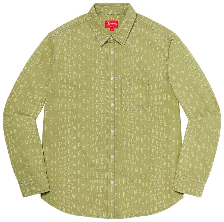 Supreme Wrap Jacquard Logos Denim Shirt Sage
