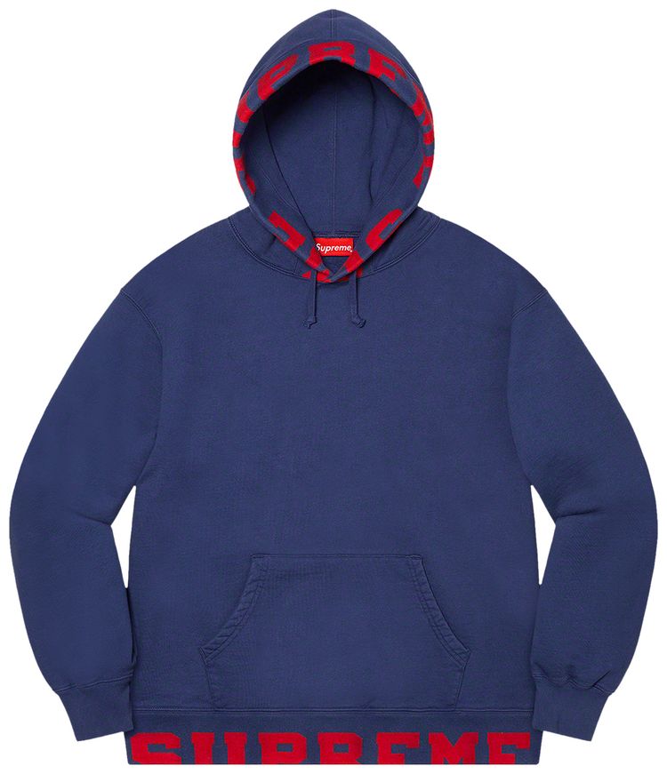 Supreme Cropped Logos Hooded Sweatshirt Dark Blue