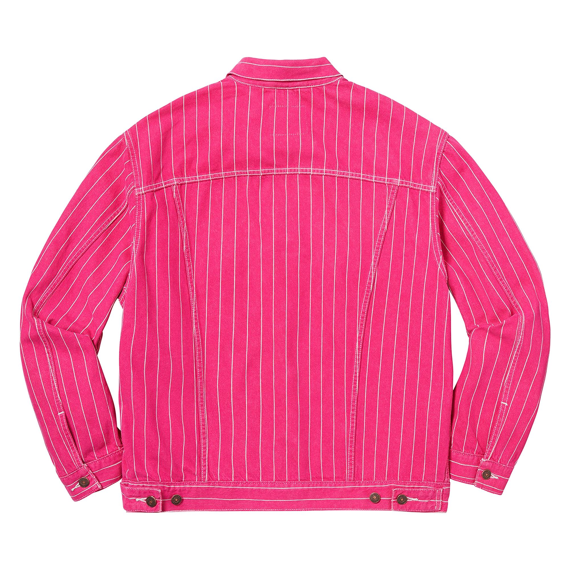 Buy Supreme x Levi's Pinstripe Trucker Jacket With Pin 'Magenta