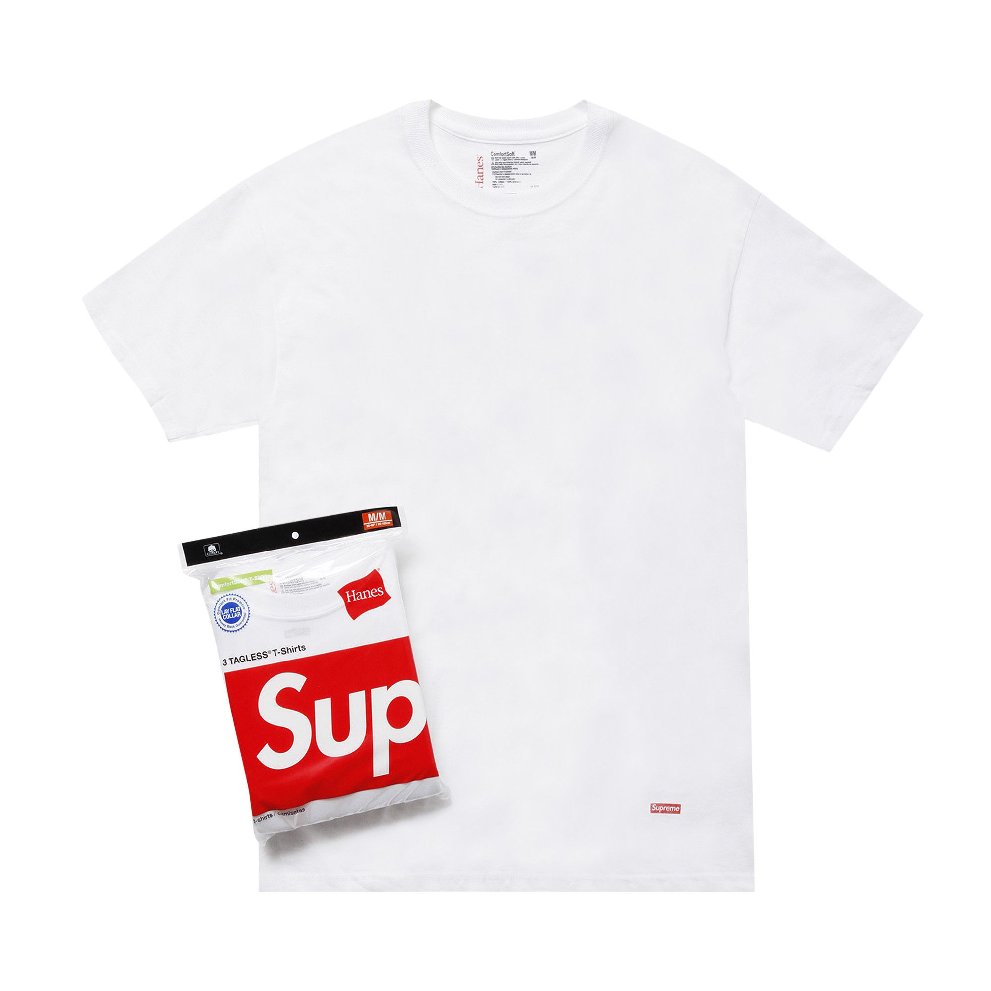 Achetez des Supreme x Hanes Tagless Tees (3 Pack) 'White' - SS19A23 WHITE |  GOAT FR