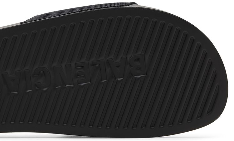 Balenciaga Logo Embroidered Pool Slides Black White
