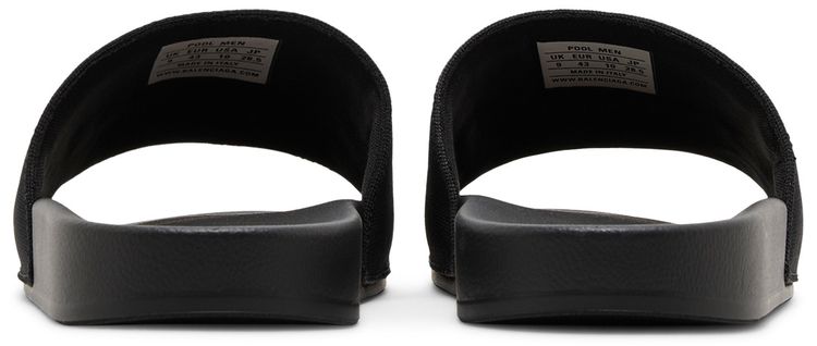 Balenciaga Logo Embroidered Pool Slides Black White