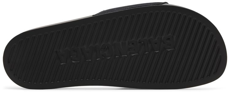 Balenciaga Logo Embroidered Pool Slides Black White