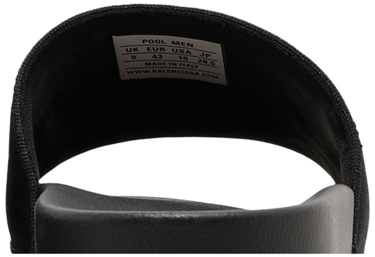 Balenciaga Logo Embroidered Pool Slides Black White