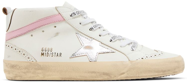 Golden Goose Wmns Mid Star White Silver Pink