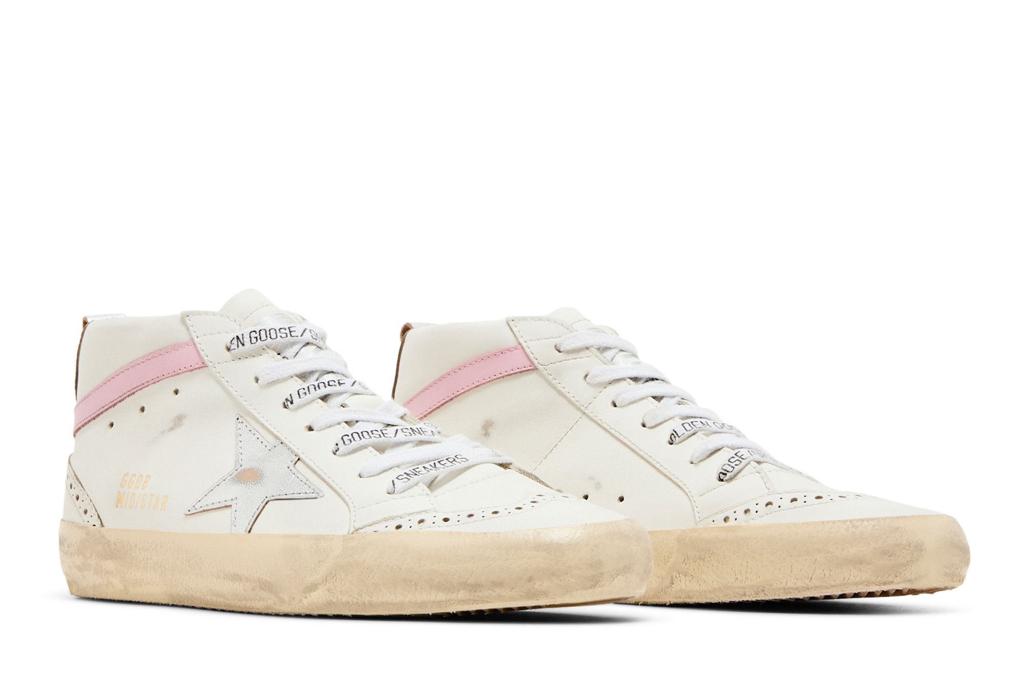Buy Golden Goose Wmns Mid Star 'White Silver Pink