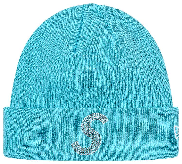 Supreme x New Era x Swarovski S Logo Beanie Light Aqua