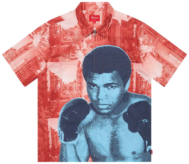Supreme Muhammad Ali Zip Up Short Sleeve Shirt Red