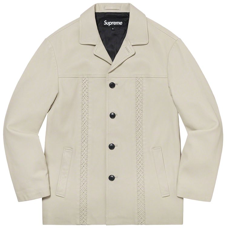 Supreme Braided Leather Overcoat Sand