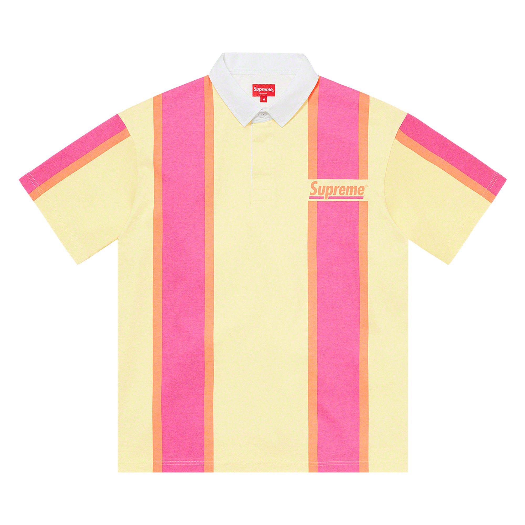 Supreme pink and yellow striped shirt clearance