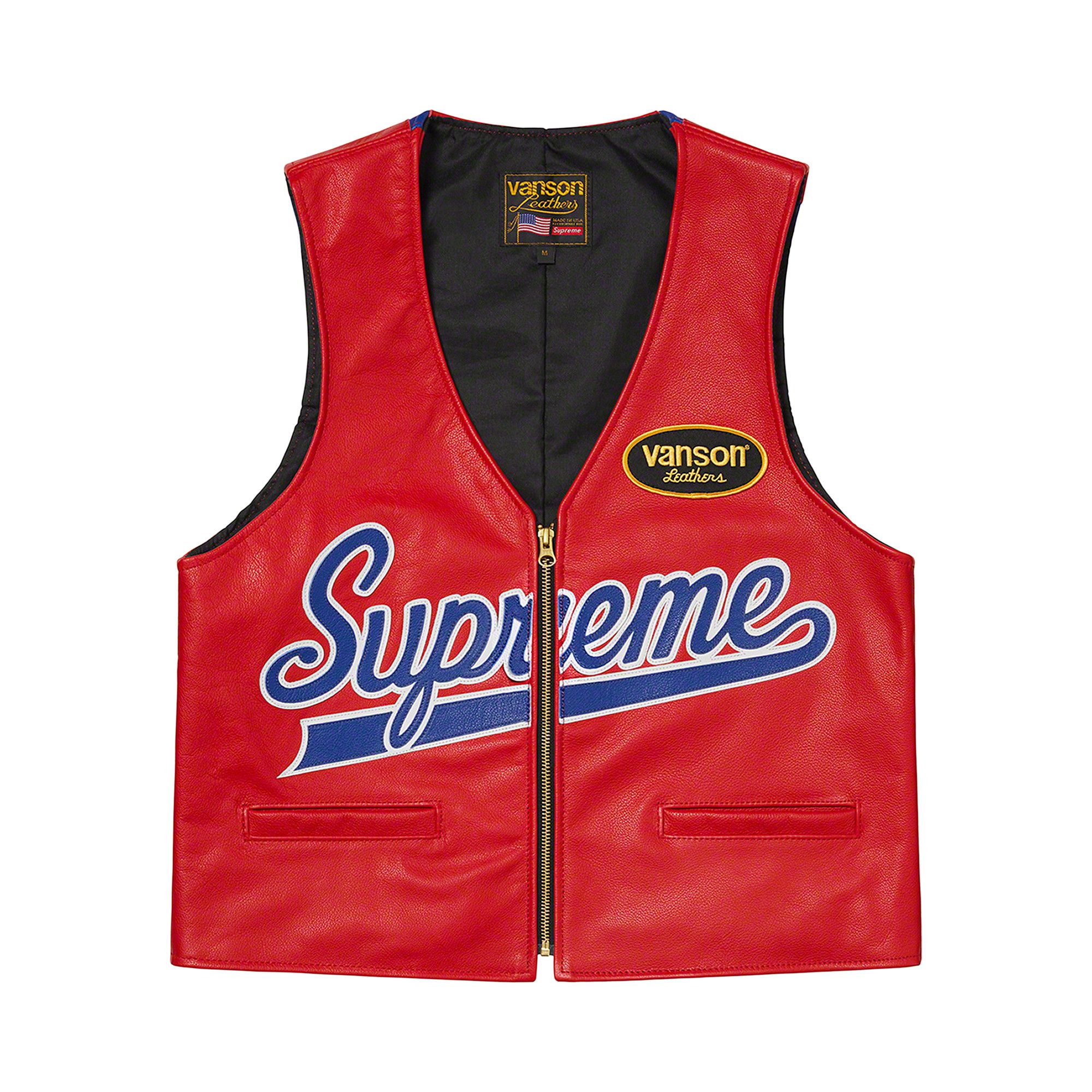 Buy Supreme x Vanson Leathers Spider Web Vest 'Red