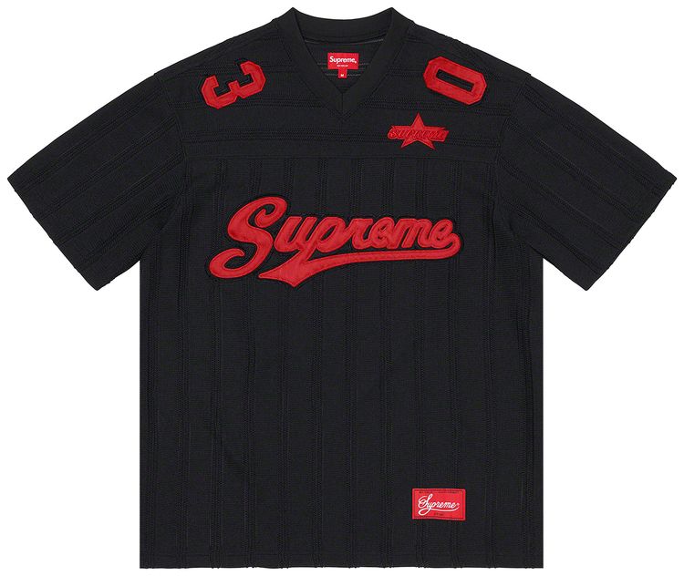 Supreme Mesh Stripe Football Jersey Black