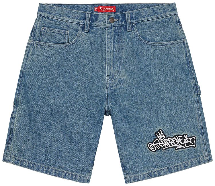 Supreme Handstyle Denim Painter Short Blue