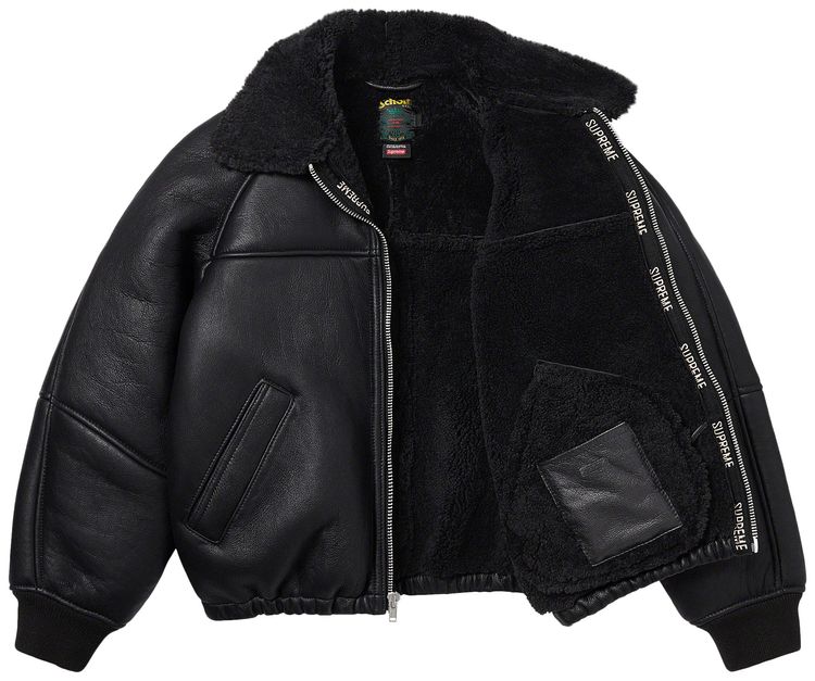 Supreme x Schott Shearling Bomber Jacket Black