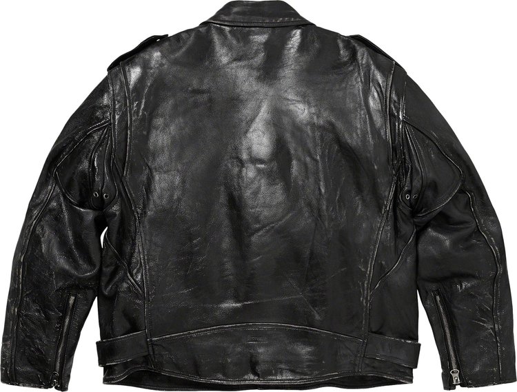 Supreme x blackmeans Painted Leather Motorcycle Jacket Black