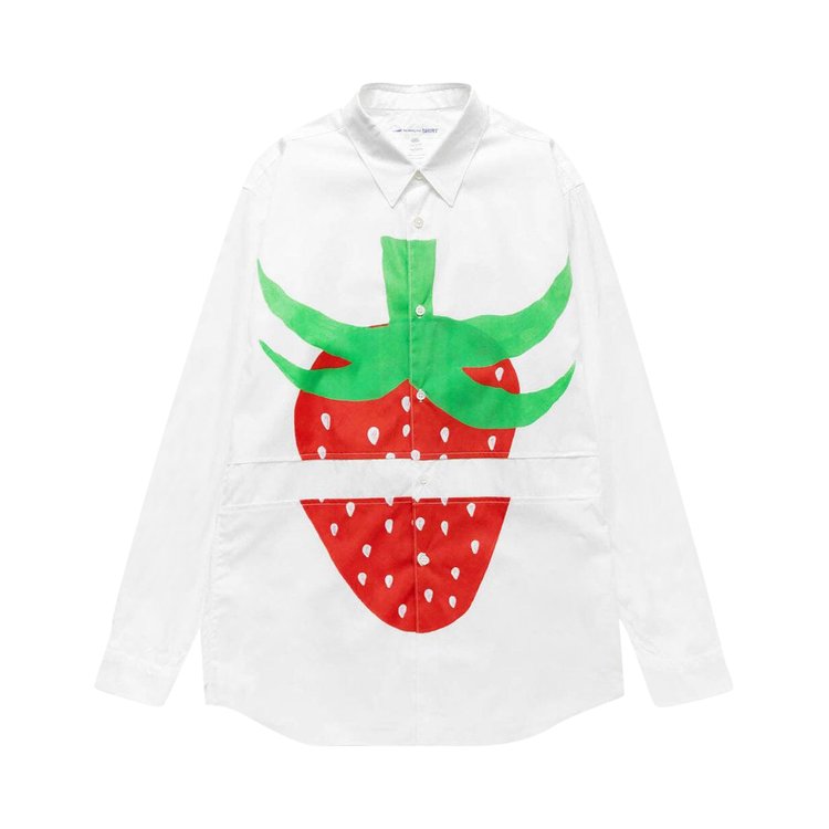 Comme des Garcons SHIRT x Brett Westfall Split Strawberry Long Sleeve Shirt White