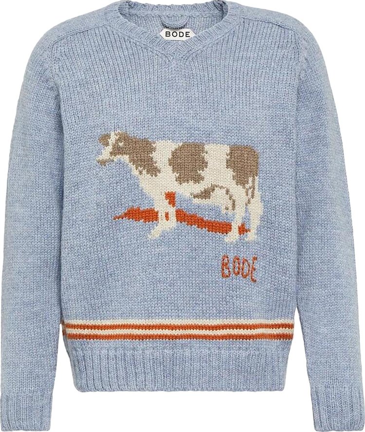 Bode Cattle Sweater Blue