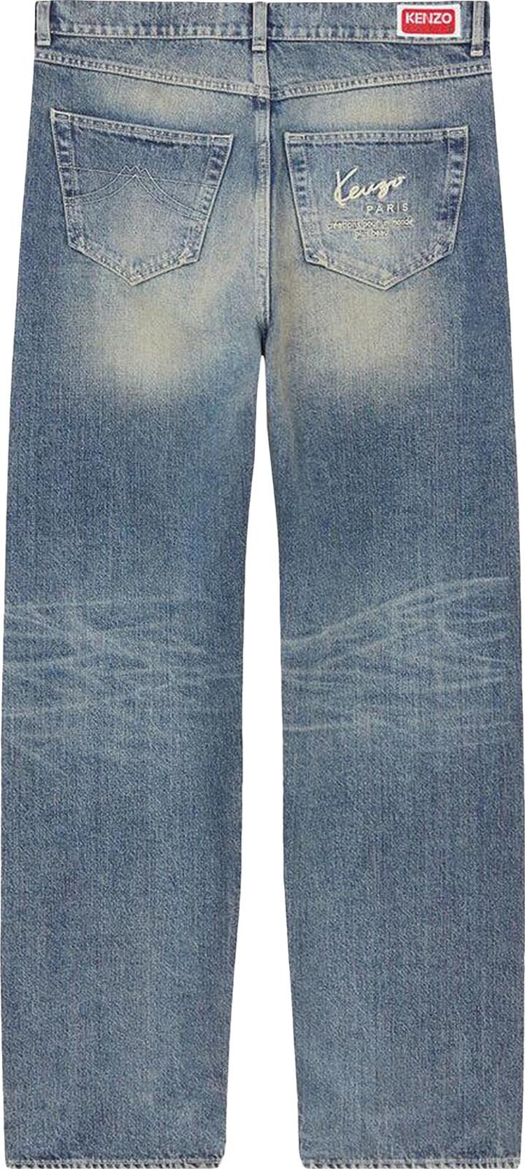 Kenzo Asagao Straight Fit Jeans Stone Bl Dirty Blue Denim