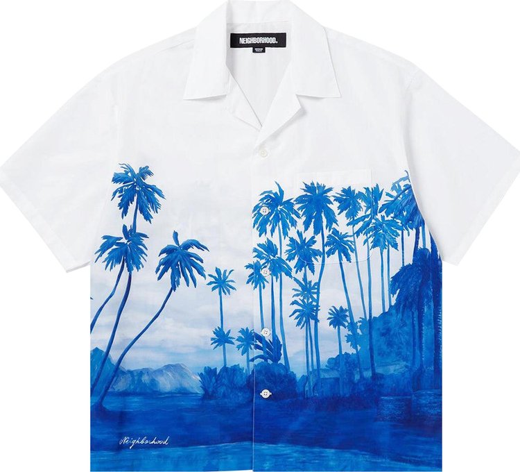 Neighborhood Palm Tree Hawaiian Shirt Blue