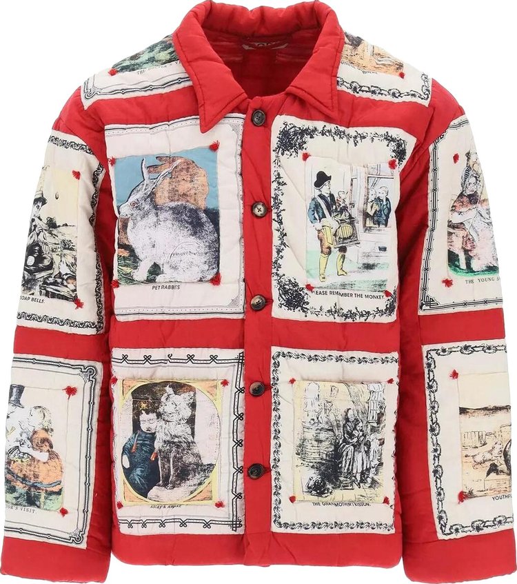 Bode Storytime Quilt Jacket RedMulticolor