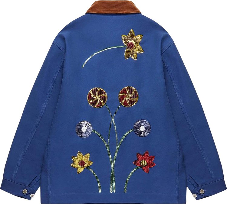 Sky High Farm Workwear Embroidered Workwear Denim Chore Coat Blue