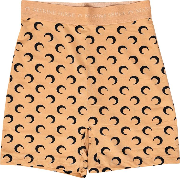 Marine Serre Regenerated All Over Moon Jersey Cyclist Shorts Beige