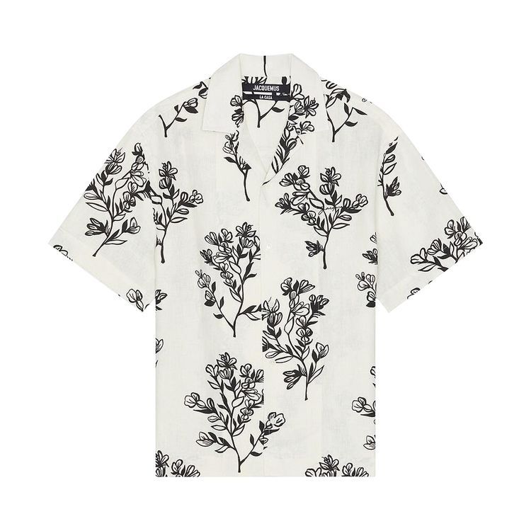 Jacquemus La Chemise Jean Bowling Shirt Print Black Flowers
