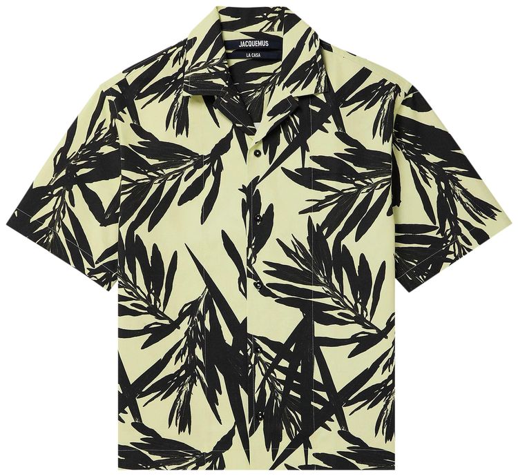 Jacquemus Le Foliage Print Jean Shirt Black