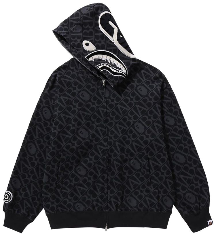 BAPE Sport Monogram Shark Hoodie Black