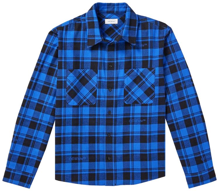 Off White Check Flannel Shirt BlueBlack