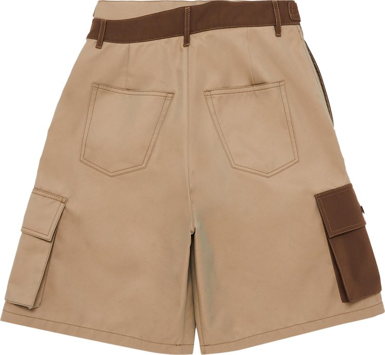 Feng Chen Wang Patchwork Shorts KhakiBrown