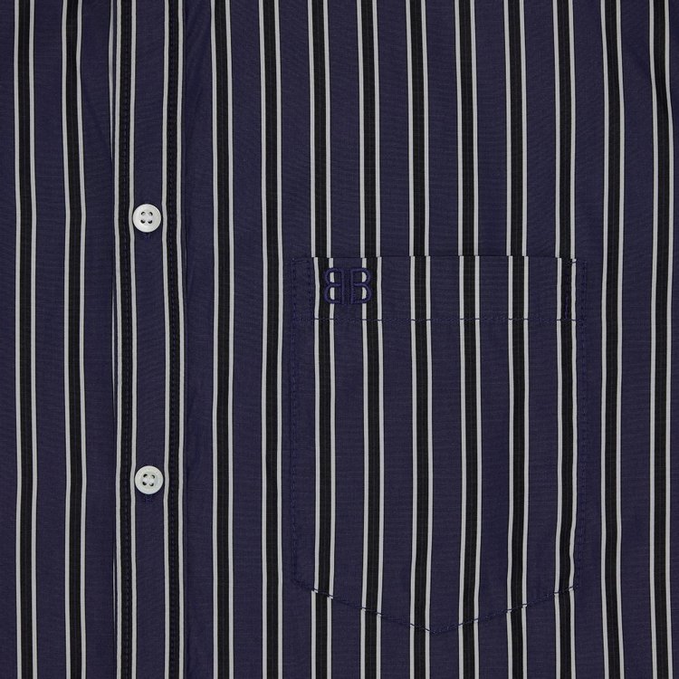 Balenciaga Striped Large Fit Shirt NavyLight Grey