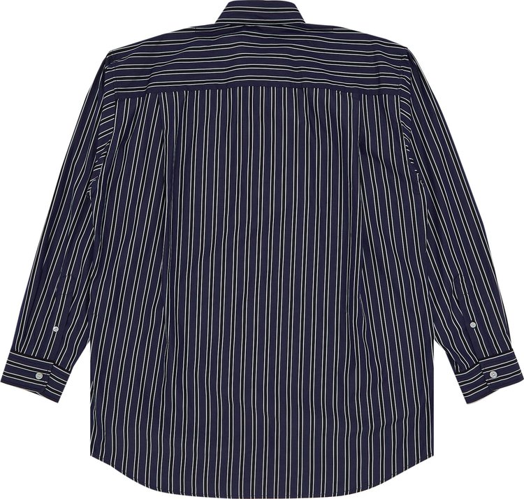 Balenciaga Striped Large Fit Shirt NavyLight Grey