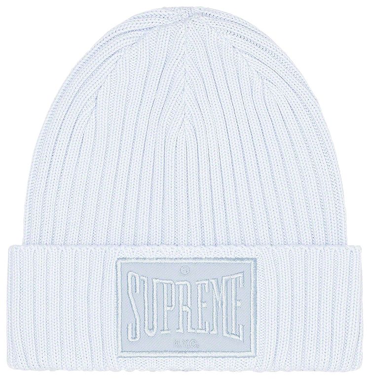 Supreme Overdyed Patch Beanie Light Blue