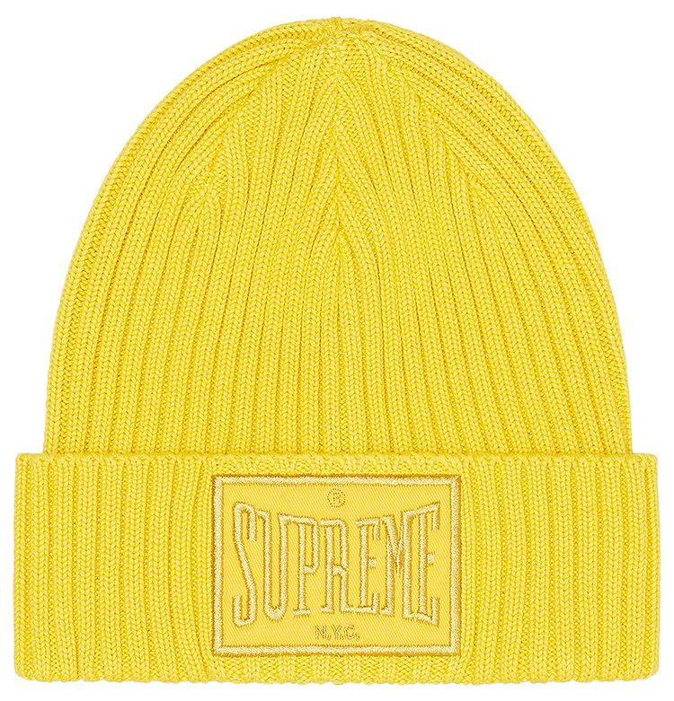 Supreme Overdyed Patch Beanie Yellow