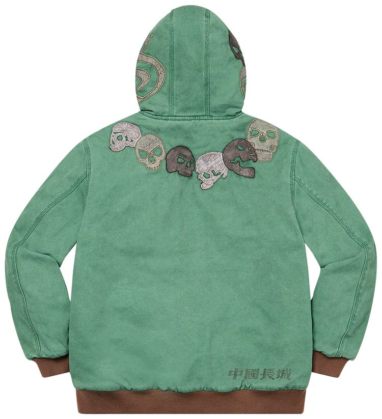 Supreme x The Great China Wall Hooded Work Jacket Washed Green