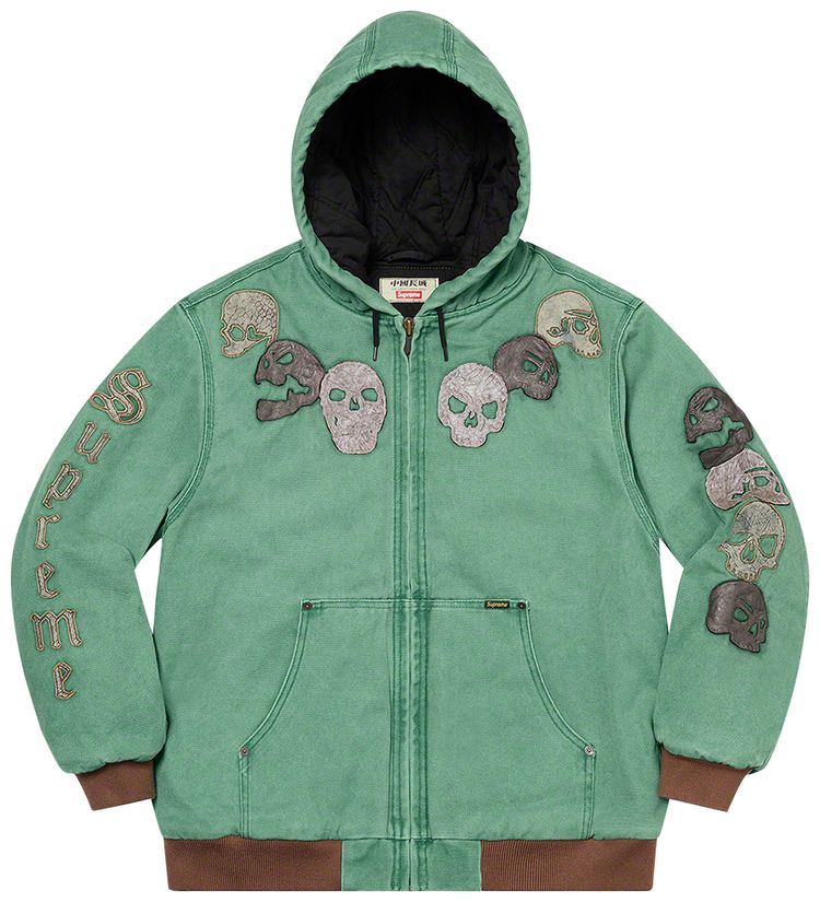 Supreme x The Great China Wall Hooded Work Jacket Washed Green