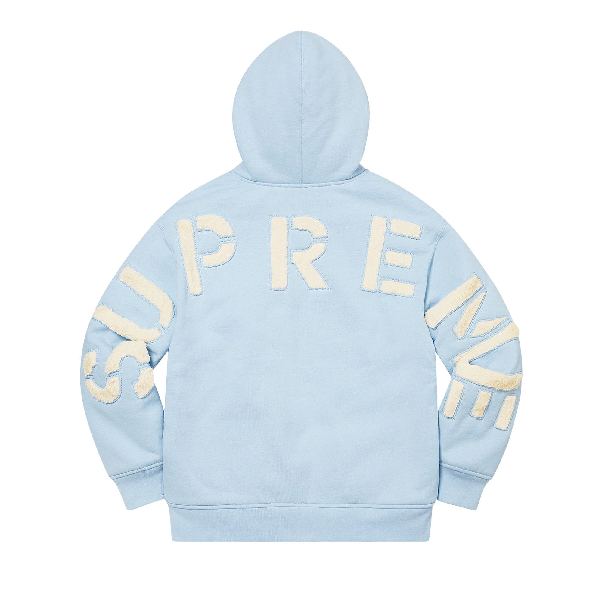 Size l Supreme Faux Fur Lined Zip Up Hooded Sweatshirt 'Light Blue'